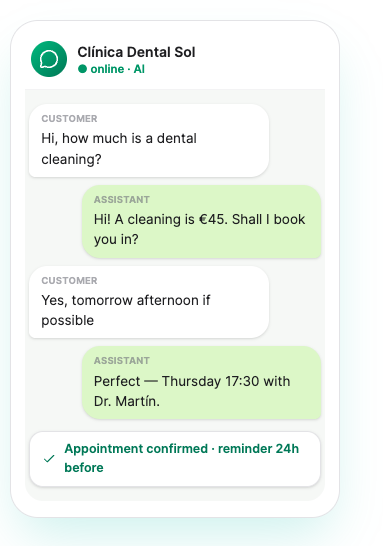 The OpusDone chat widget as a customer sees it